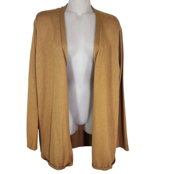 Maurices Cardigan Sweater Size XL Gold Pointelle Back Open Front Long Sleeve - Picture 1 of 11